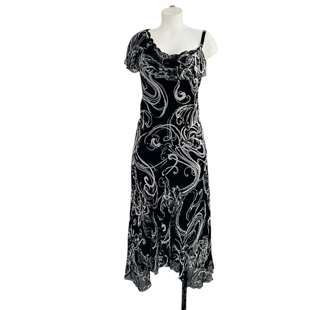 ICE Swirly Asymmetrical Beaded Dress: 90s, Y2K